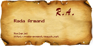 Rada Armand névjegykártya